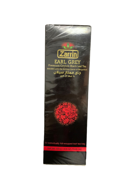 Zarrin Earl Grey -Premium Ceylon Black Leaf Tea(50 Leaf Tea Bags)